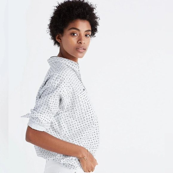 Madewell • Shrunken Trapeze Shirt in Penpoint Dot - Picture 1 of 10